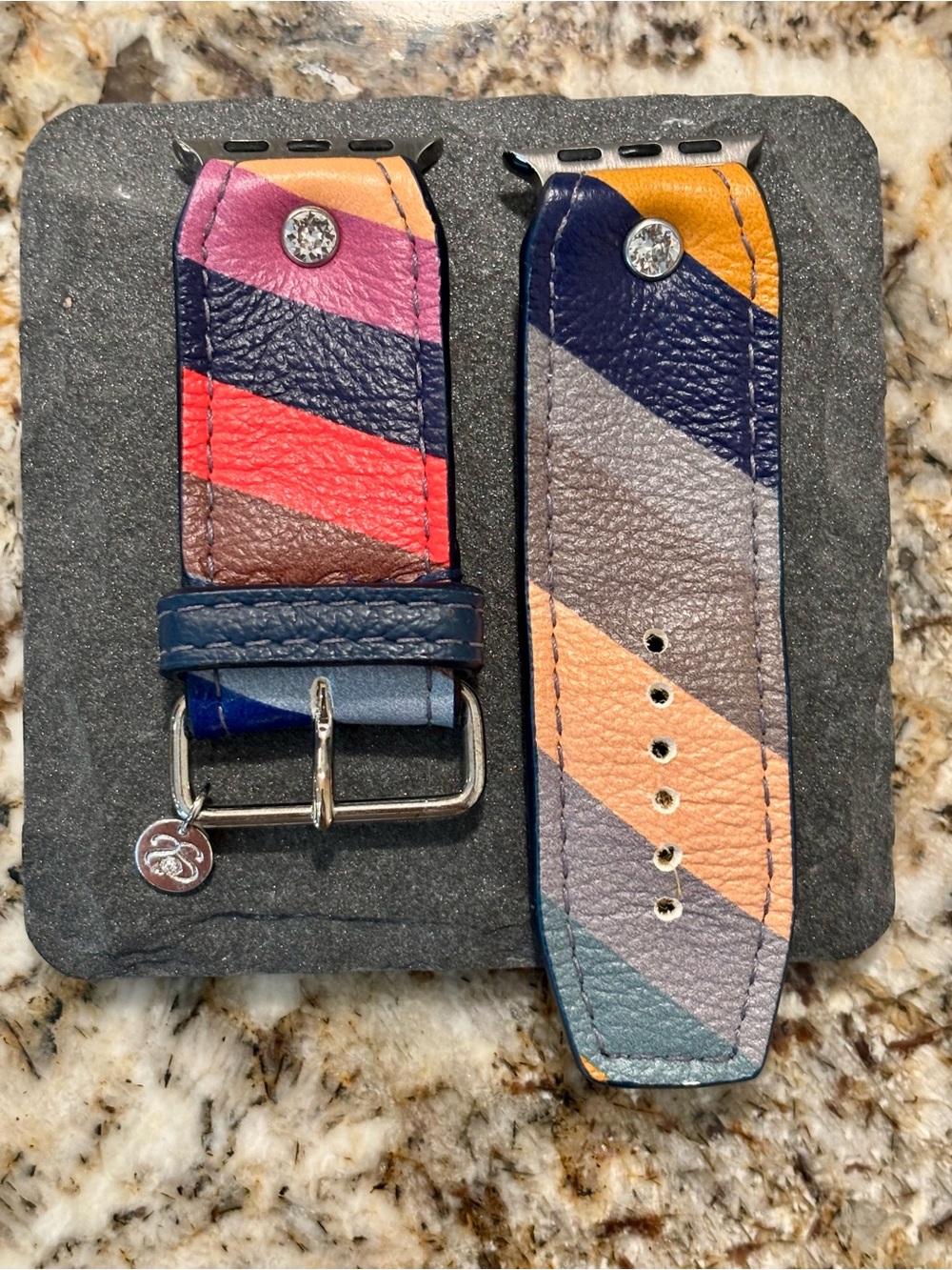 Leather Multicolor Striped Watch Band - Women Accessories